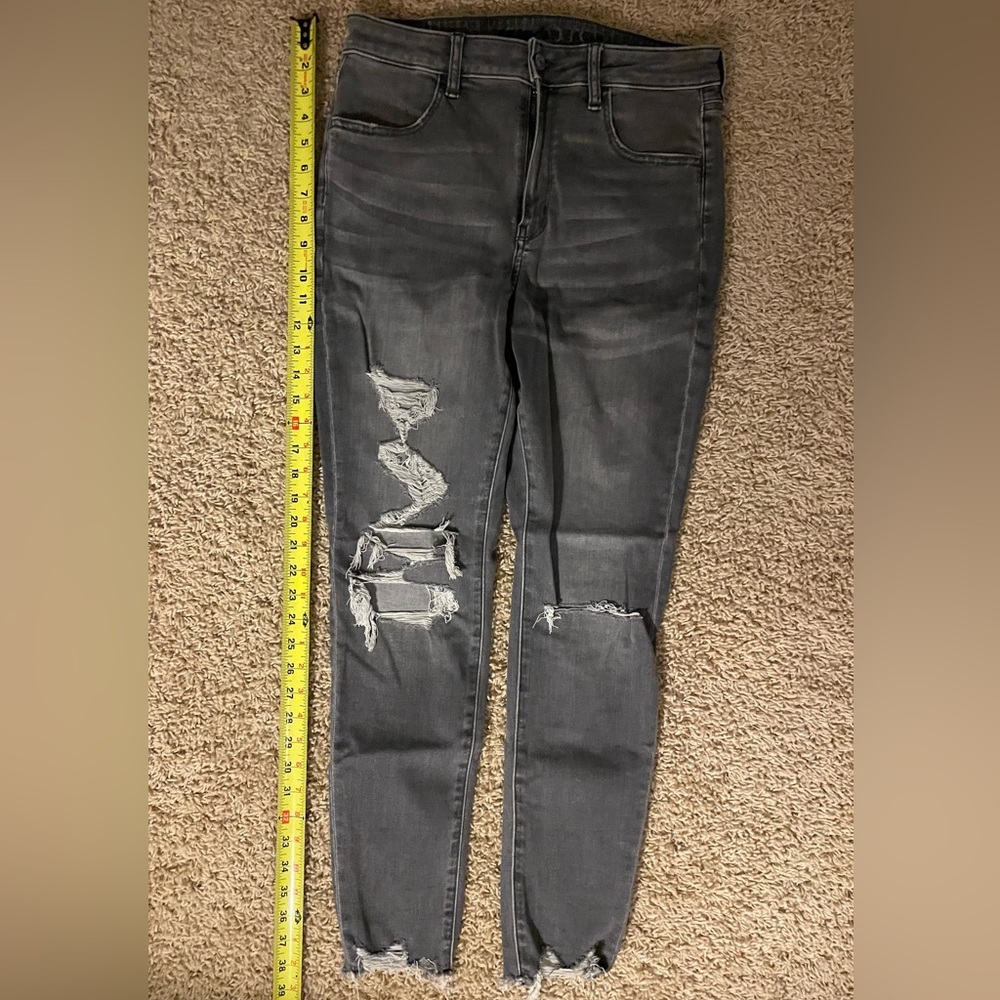 America eagle next level stretch black ripped Jeans size 10
